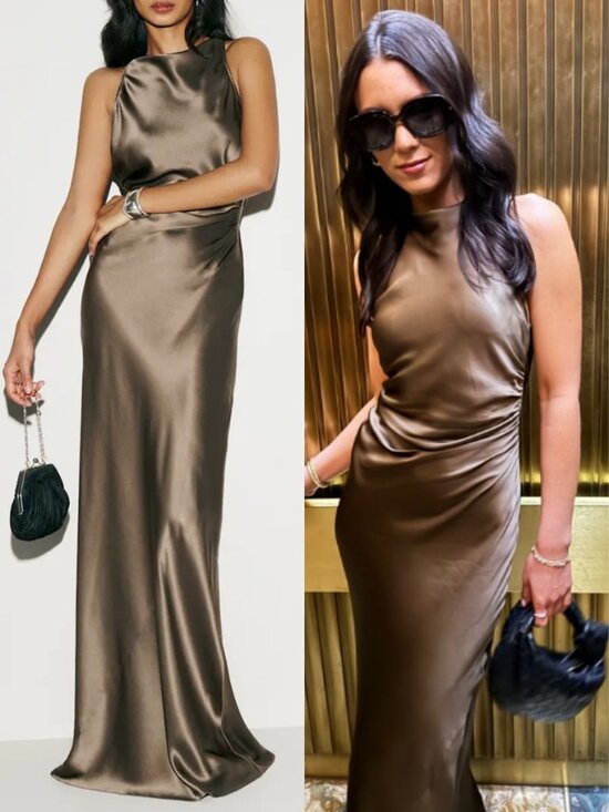 Reformation Dresses & Skirts - Reformation Anaiis Dress Morel Brown Silk Crisscross Open Back Maxi NWT Size 4
